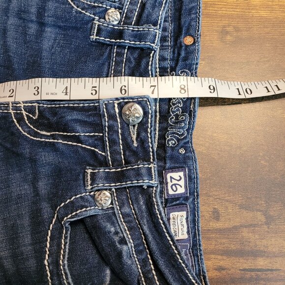 Miss Me Jeans Size 26 Cuffed Capri Fleur De Lis Low Rise Embellished - Picture 8 of 11
